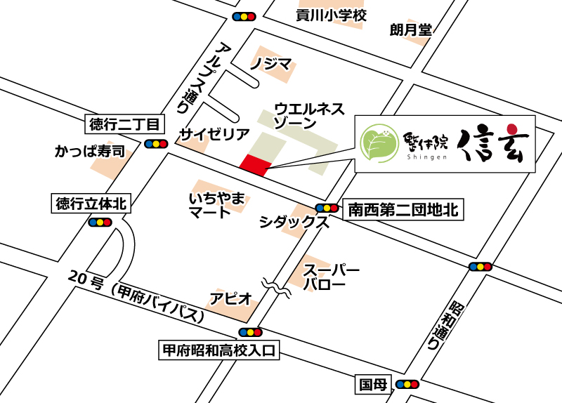 甲府徳行店の地図